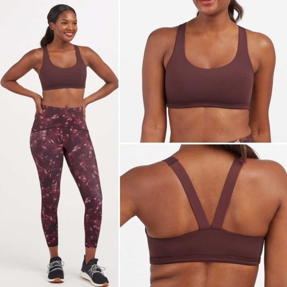 Spanx‎ Low Impact Sports Bra Wine Purple Size Small Performance Purple Sporty S